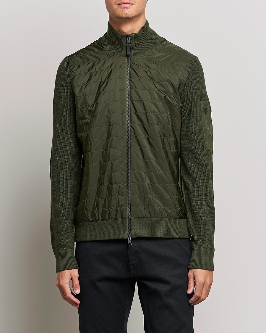 Herre | Zip-gensere | J.Lindeberg | Beck Knitted Hybrid Jacket Forest Green