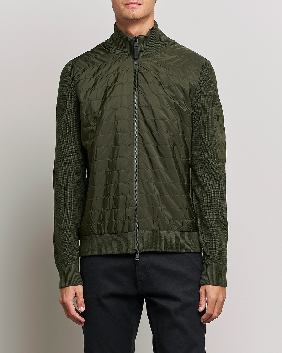 Herre | Gensere | J.Lindeberg | Beck Knitted Hybrid Jacket Forest Green