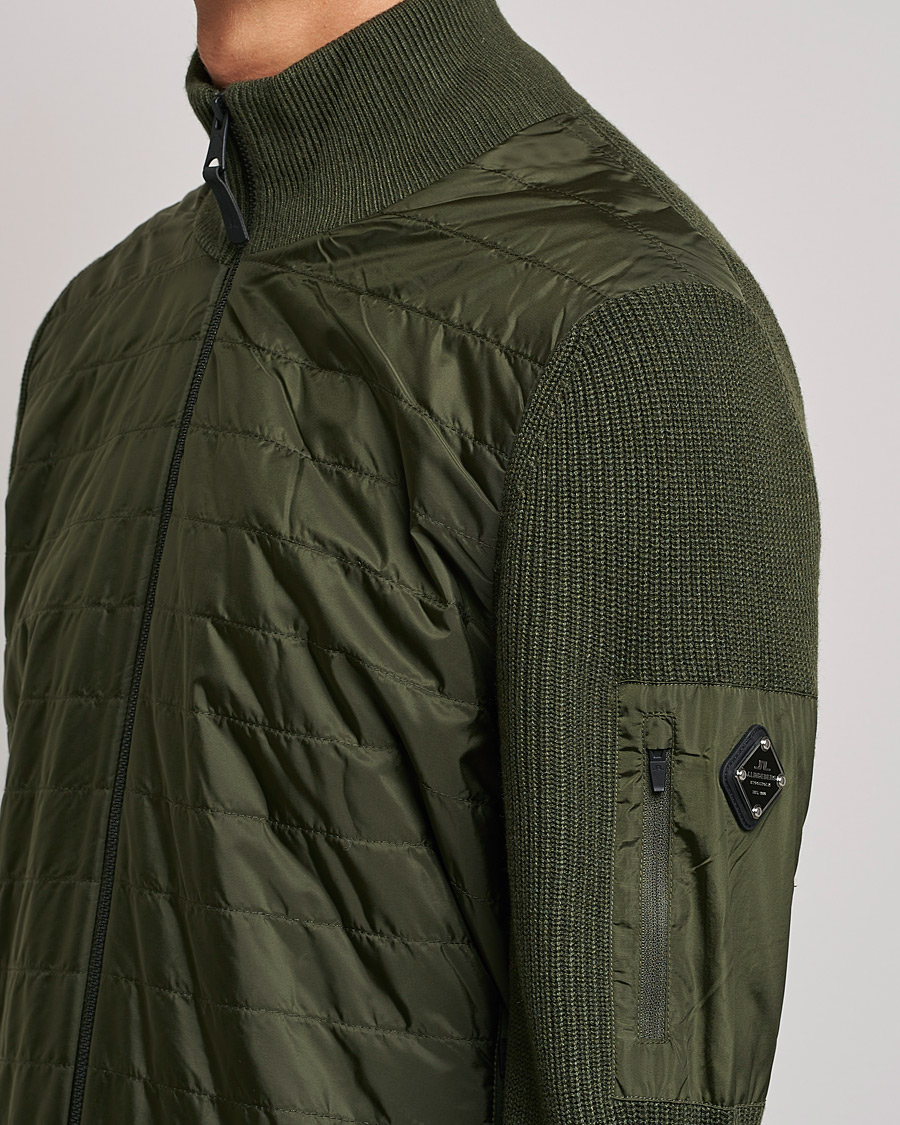 Herre | Gensere | J.Lindeberg | Beck Knitted Hybrid Jacket Forest Green