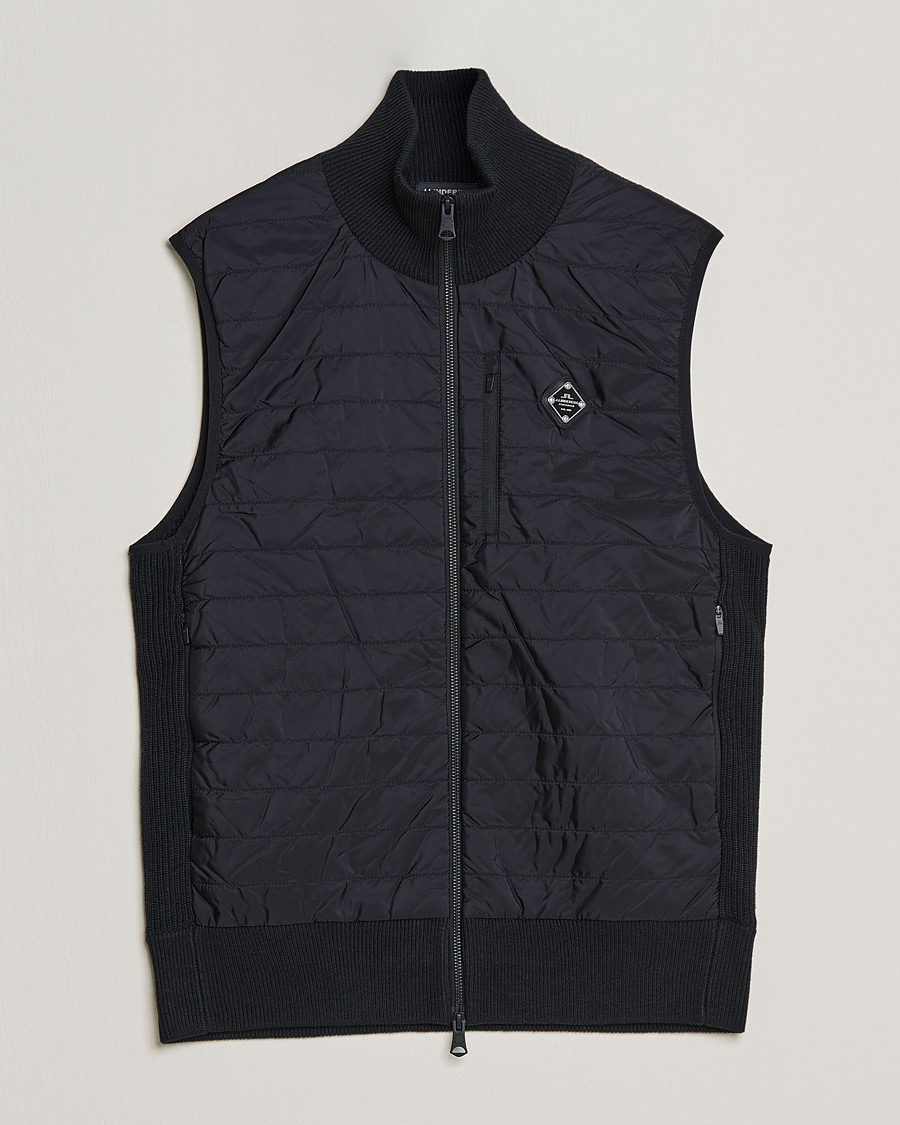Herre | Gensere | J.Lindeberg | Becket Knitted Hybrid Zip Vest Black