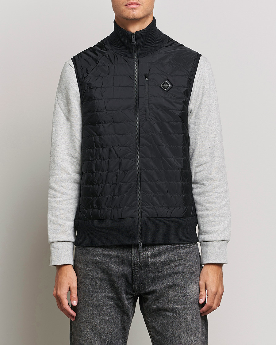 Herre | Gensere | J.Lindeberg | Becket Knitted Hybrid Zip Vest Black