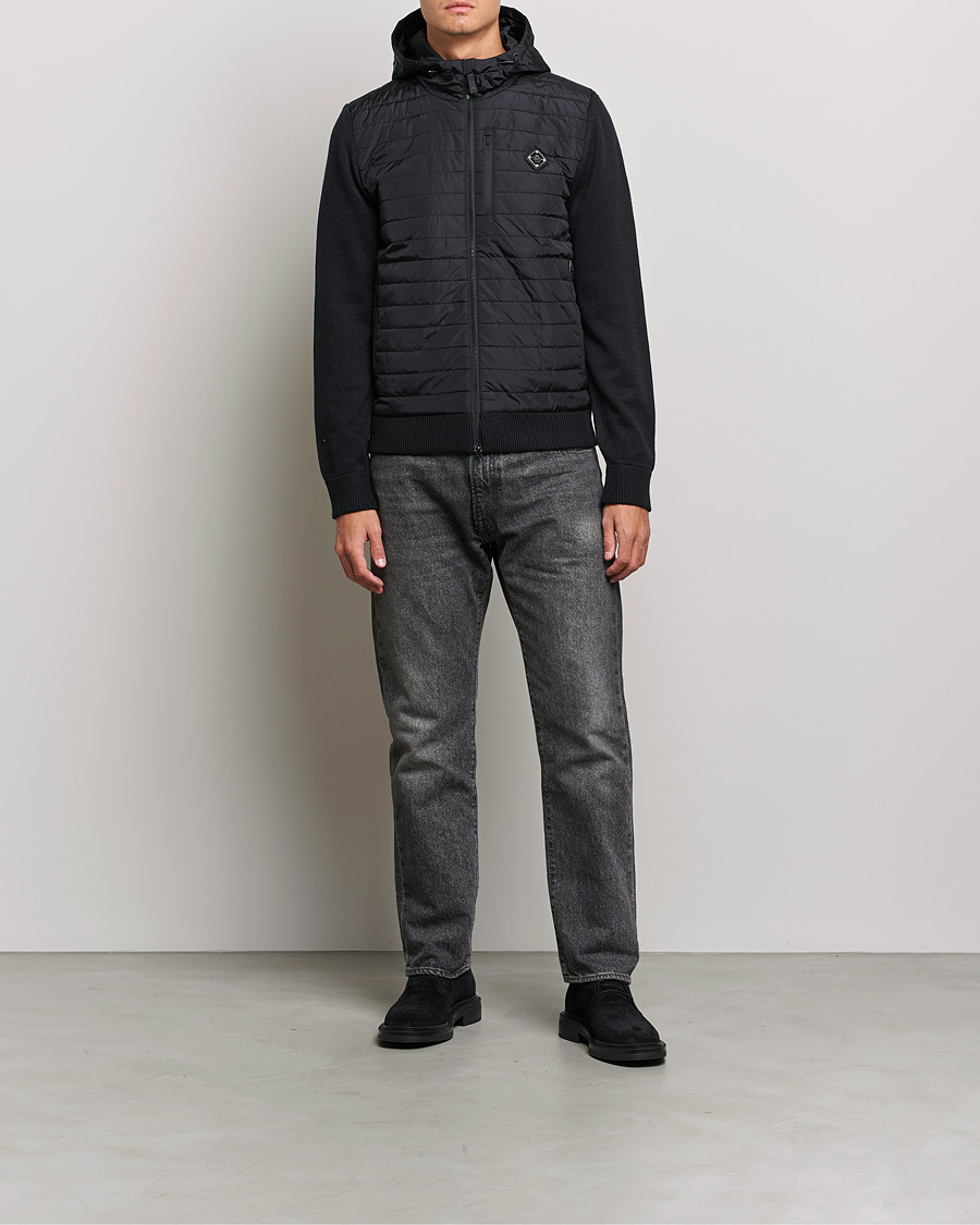 Herre |  | J.Lindeberg | Pierre Knitted Hybrid Full Zip Hood Black