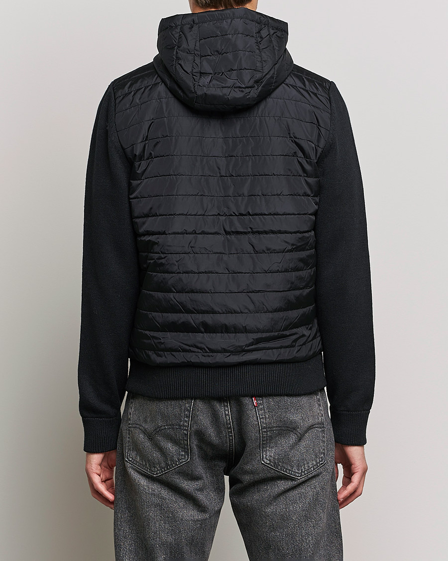 Herre | Gensere | J.Lindeberg | Pierre Knitted Hybrid Full Zip Hood Black