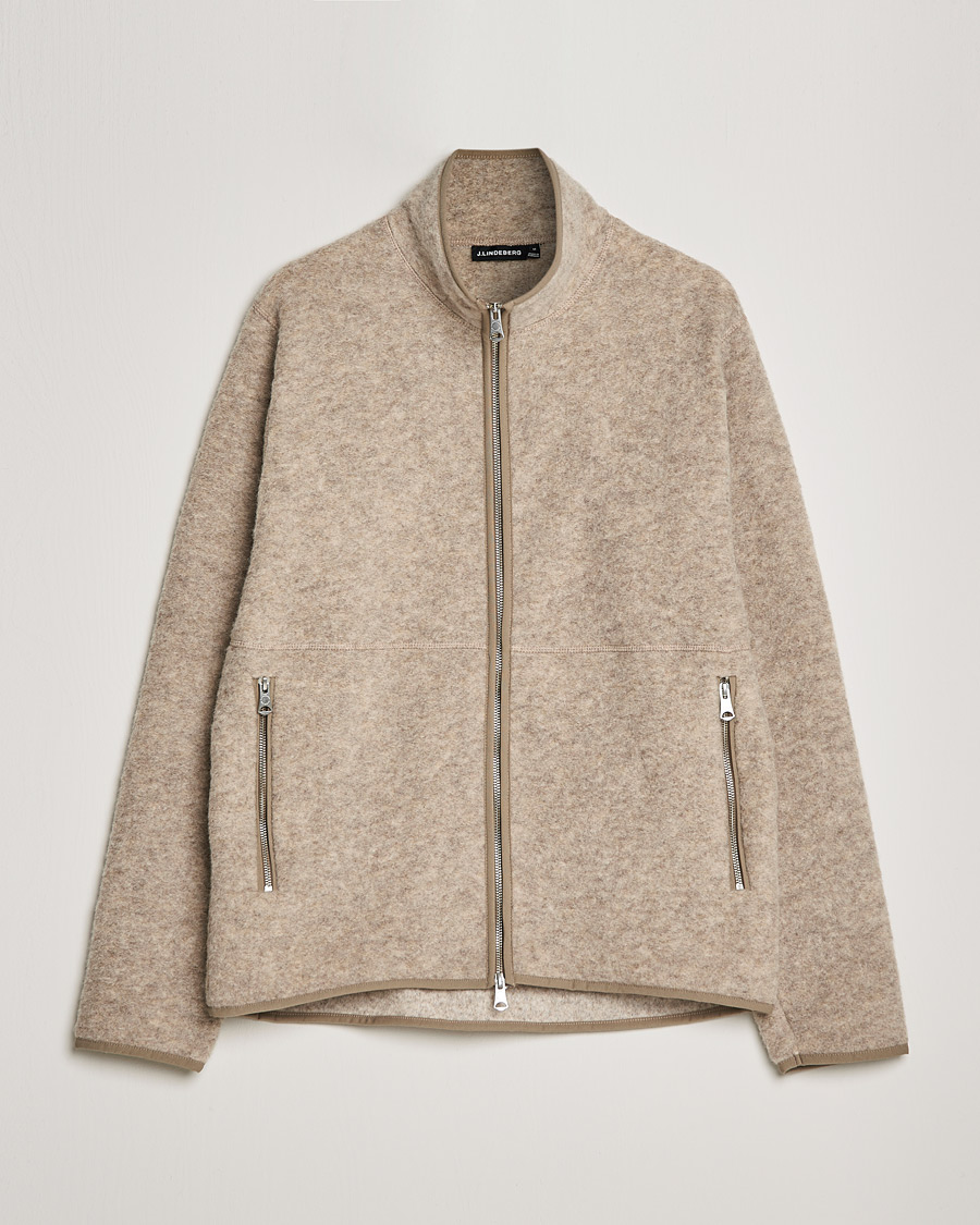 Herre | Gensere | J.Lindeberg | Dustin Wool Fleece Jacket Tiger Brown