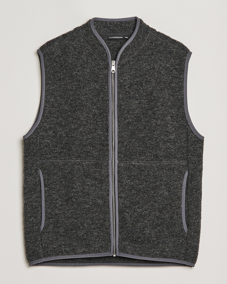 Herre | Fleecegensere | J.Lindeberg | Duncan Wool Fleece Vest Grey Melange