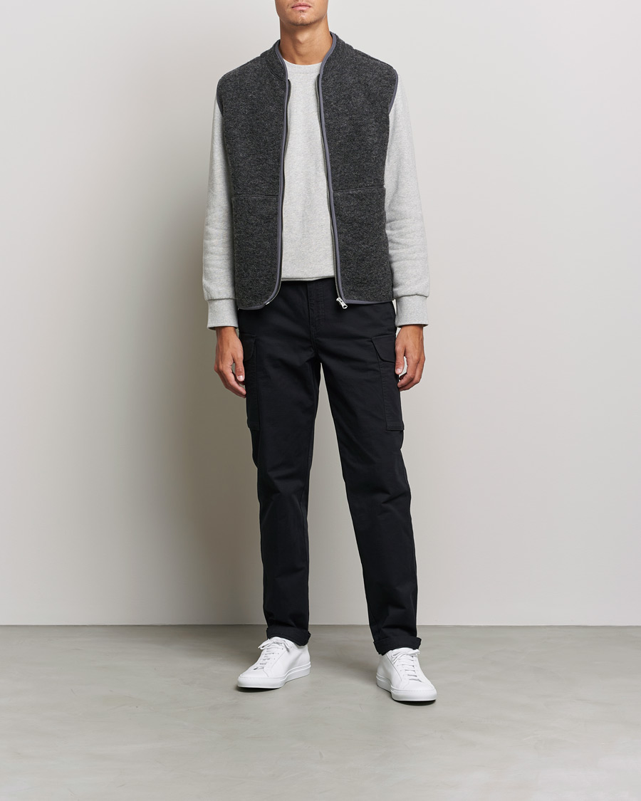 Herre | Gensere | J.Lindeberg | Duncan Wool Fleece Vest Grey Melange