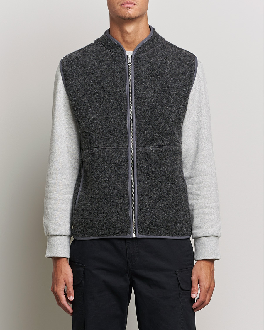 Herre | Gensere | J.Lindeberg | Duncan Wool Fleece Vest Grey Melange