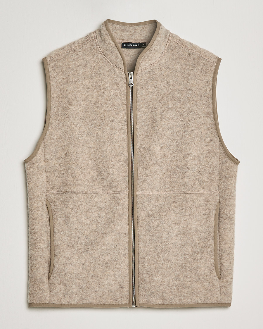 Herre | Gensere | J.Lindeberg | Duncan Wool Fleece Vest Tiger Brown