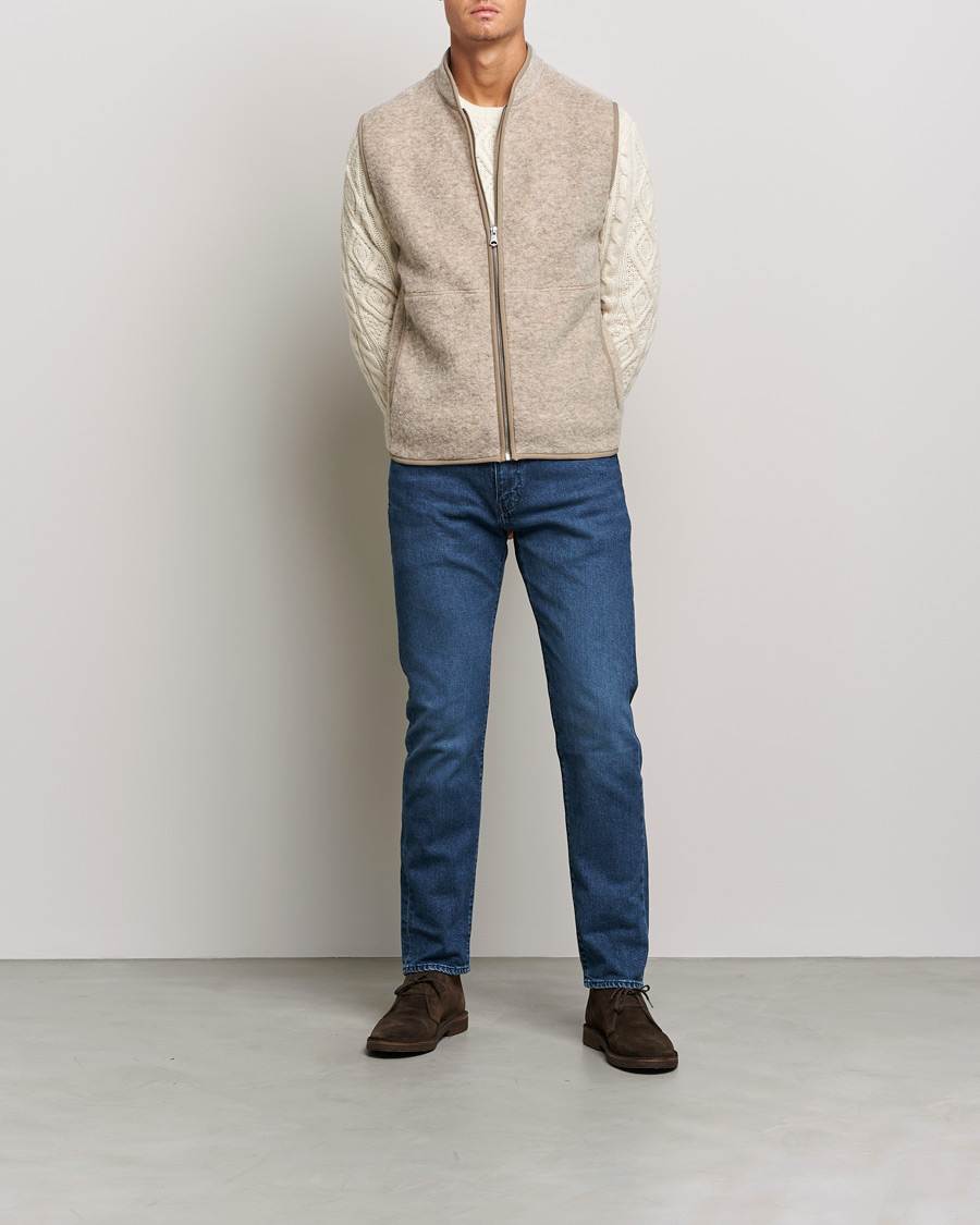 Herre | Gensere | J.Lindeberg | Duncan Wool Fleece Vest Tiger Brown