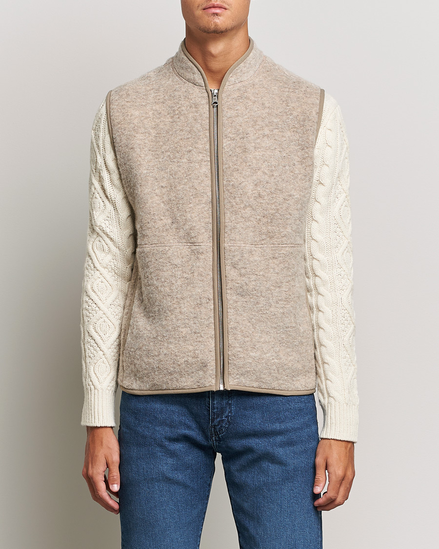 Herre | Gensere | J.Lindeberg | Duncan Wool Fleece Vest Tiger Brown