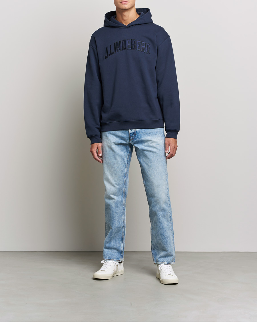 Herre | Gensere | J.Lindeberg | Kyzer Logo Hoodie Navy