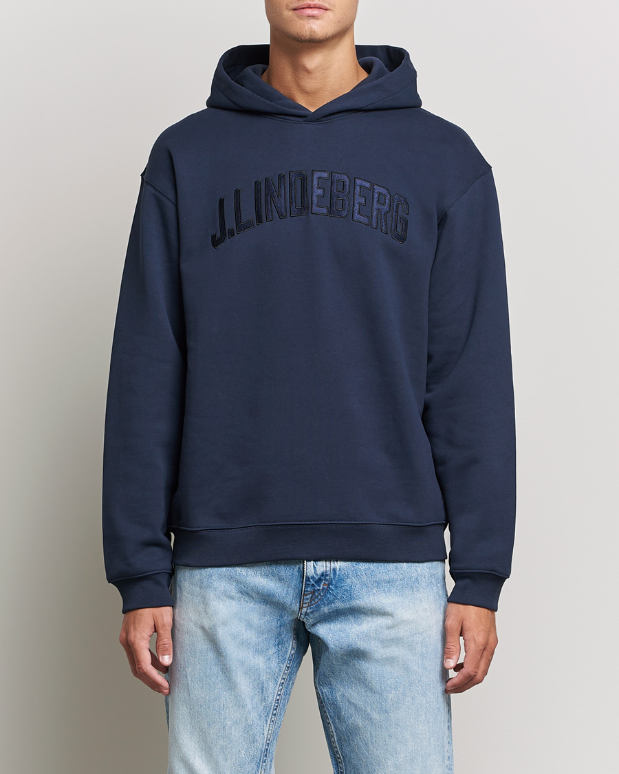 Herre | Gensere | J.Lindeberg | Kyzer Logo Hoodie Navy