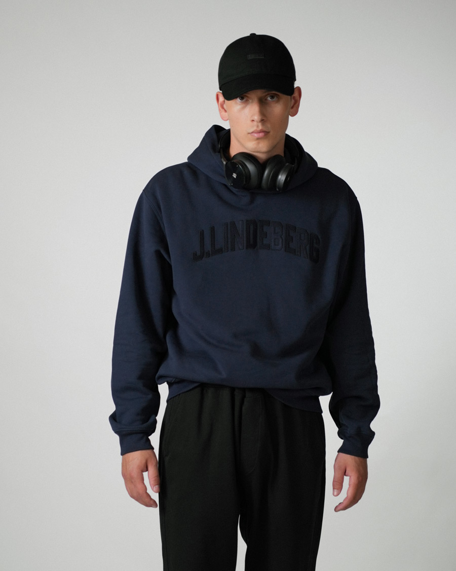 Herre | Gensere | J.Lindeberg | Kyzer Logo Hoodie Navy
