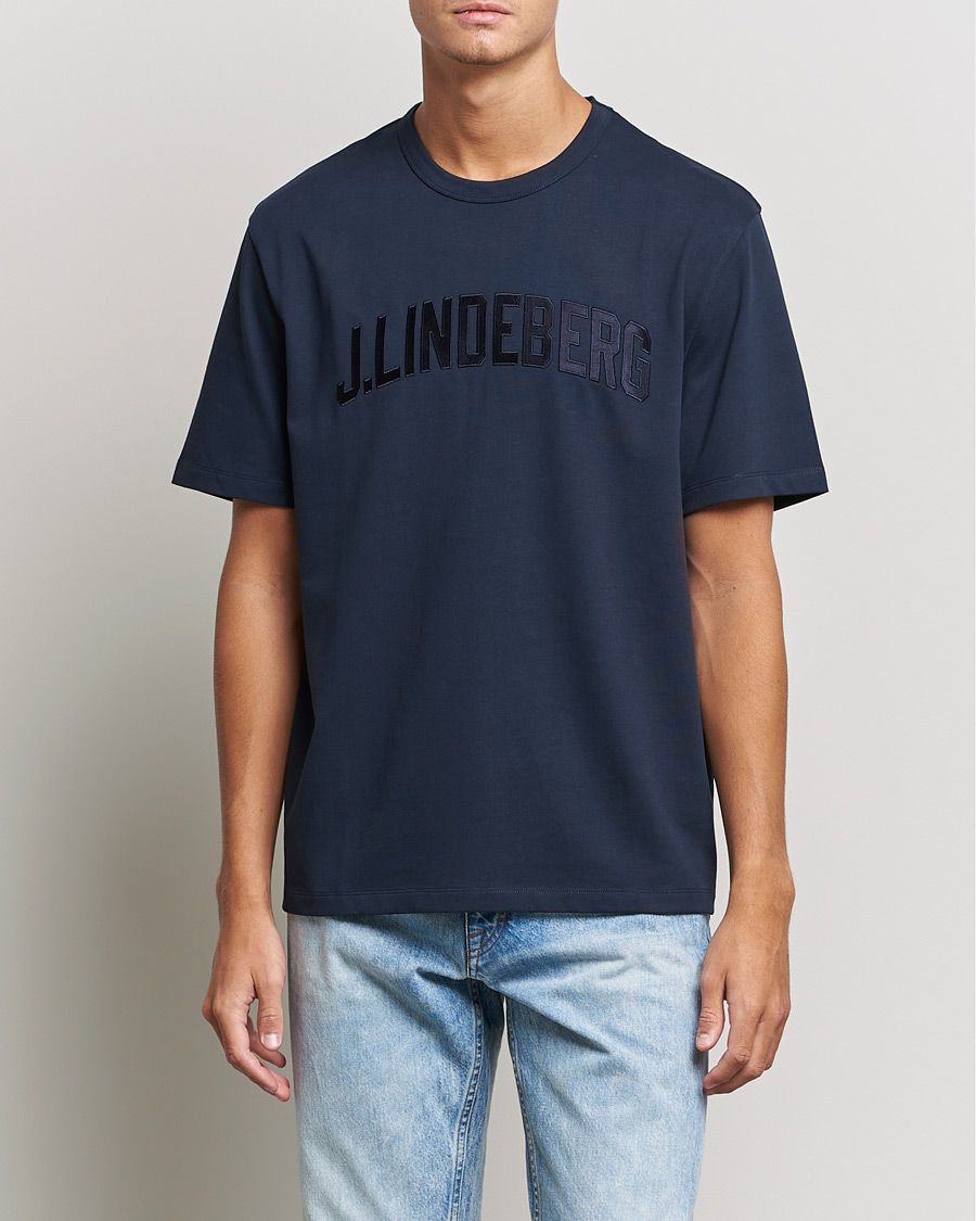 Herre | T-Shirts | J.Lindeberg | Camilo Logo T-Shirt Navy