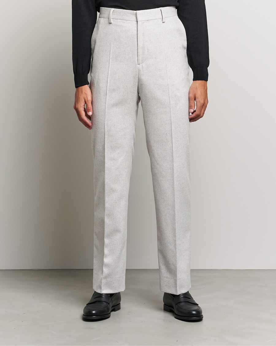 Herre | Flanellbukser | J.Lindeberg | Ranon Carded Wool Flannel Trousers Micro Chip