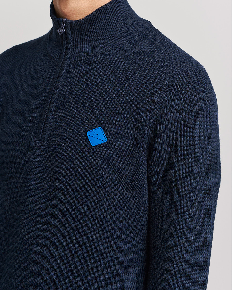 Herre | Gensere | J.Lindeberg | Diamond Knitted Zip Sweater Navy