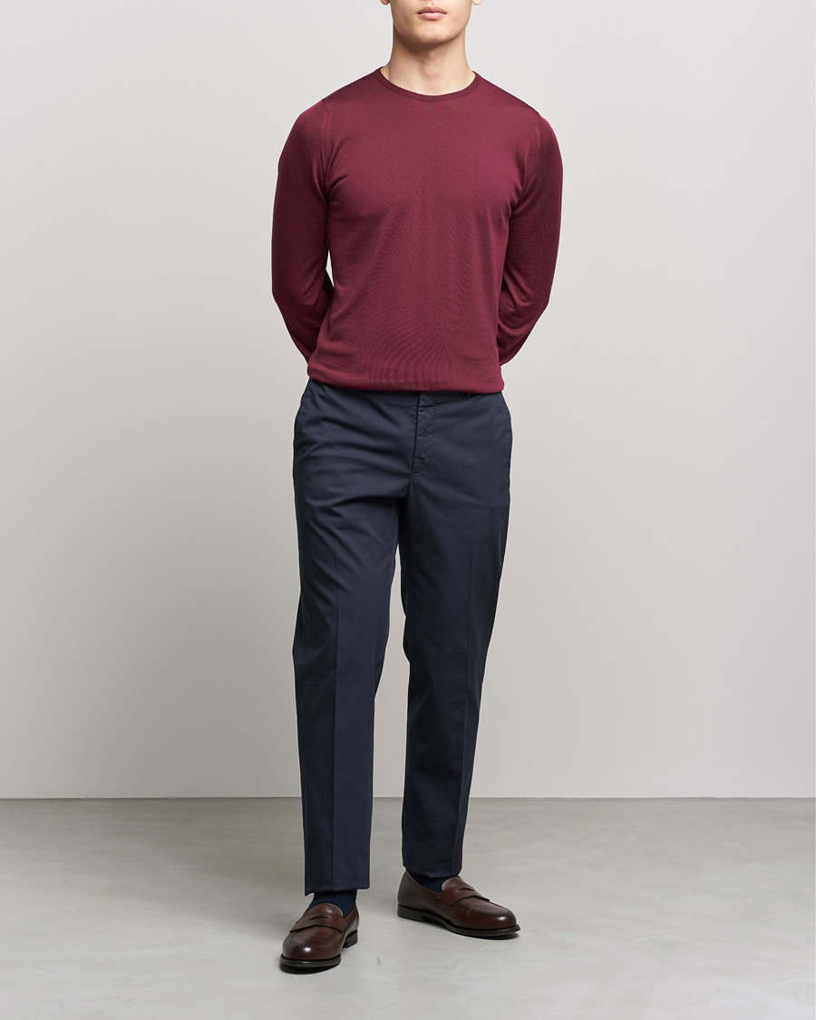 Herre | Gensere | John Smedley | Lundy Extra Fine Merino Crew Neck Bordeaux