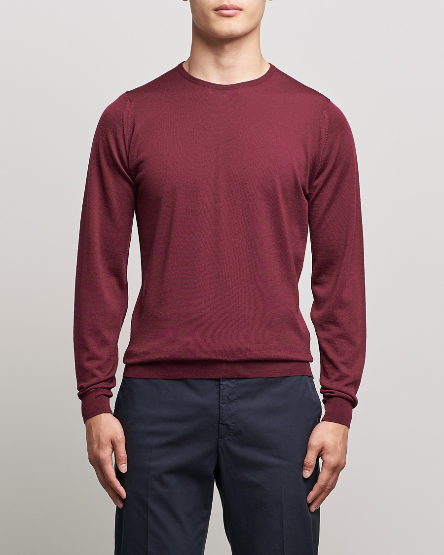 Herre | Gensere | John Smedley | Lundy Extra Fine Merino Crew Neck Bordeaux