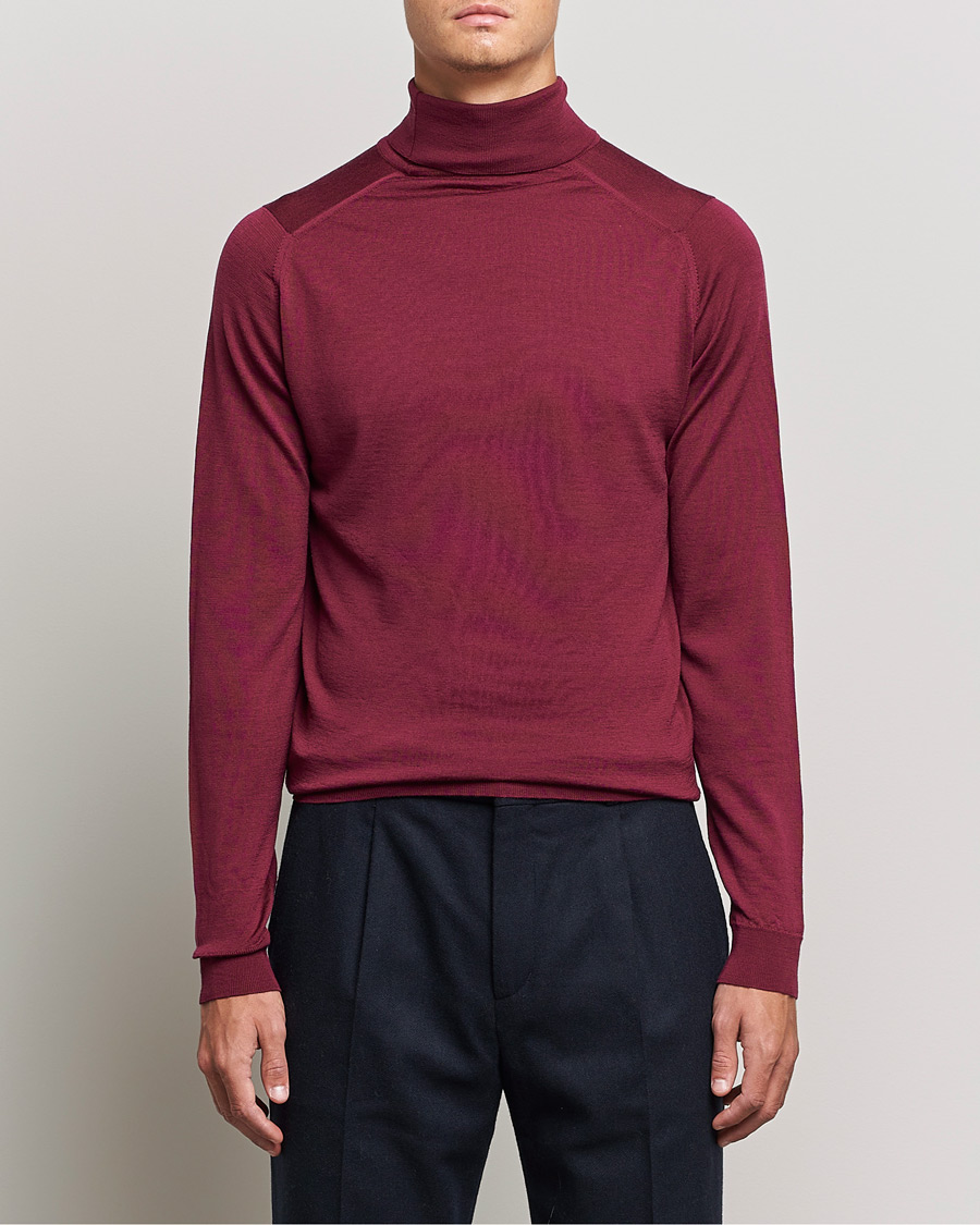 Herre | Gensere | John Smedley | Cherwell Extra Fine Merino Rollneck Bordeaux