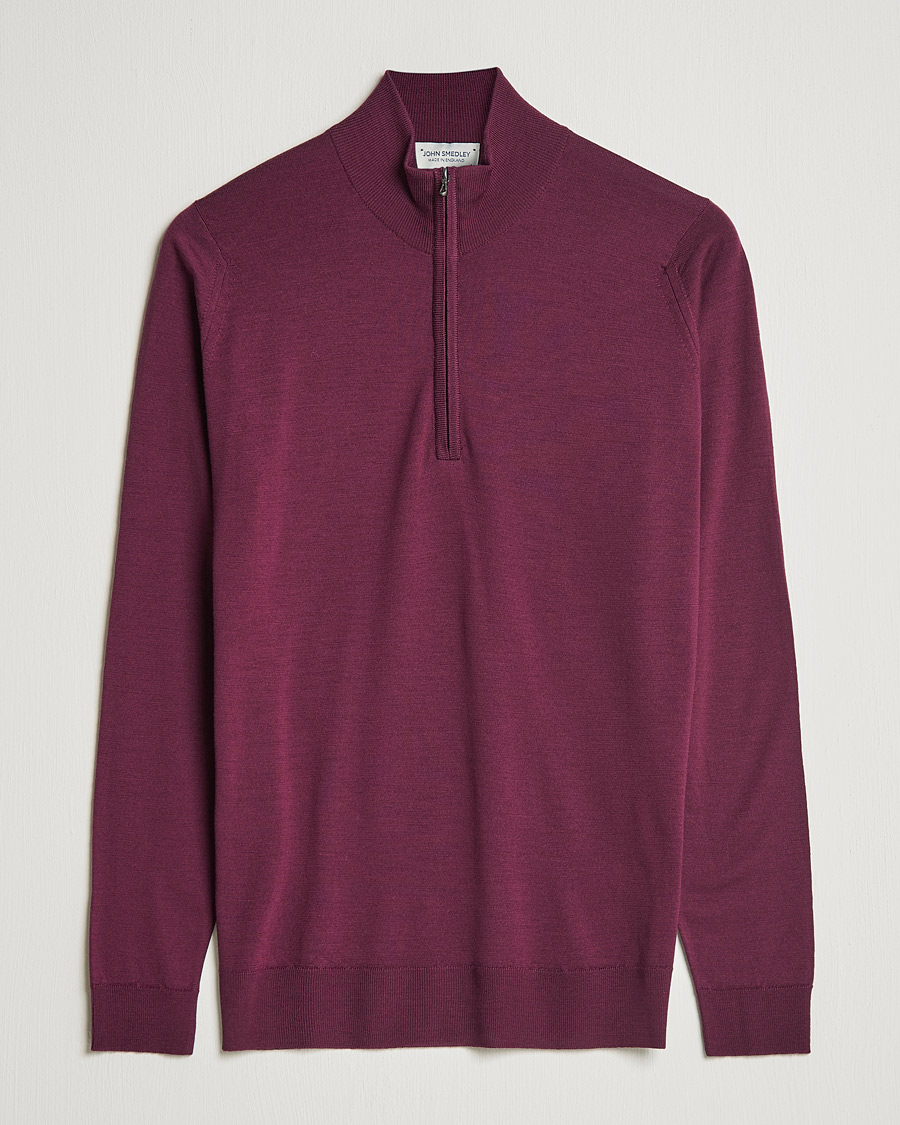 Herre | Gensere | John Smedley | Barrow Extra Fine Merino Half Zip Pigment Purple