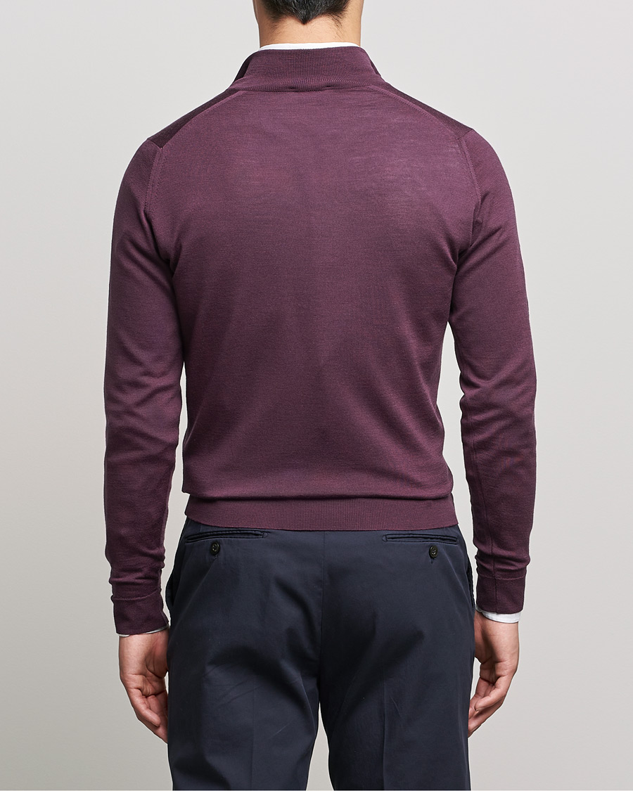 Herre | Gensere | John Smedley | Barrow Extra Fine Merino Half Zip Pigment Purple
