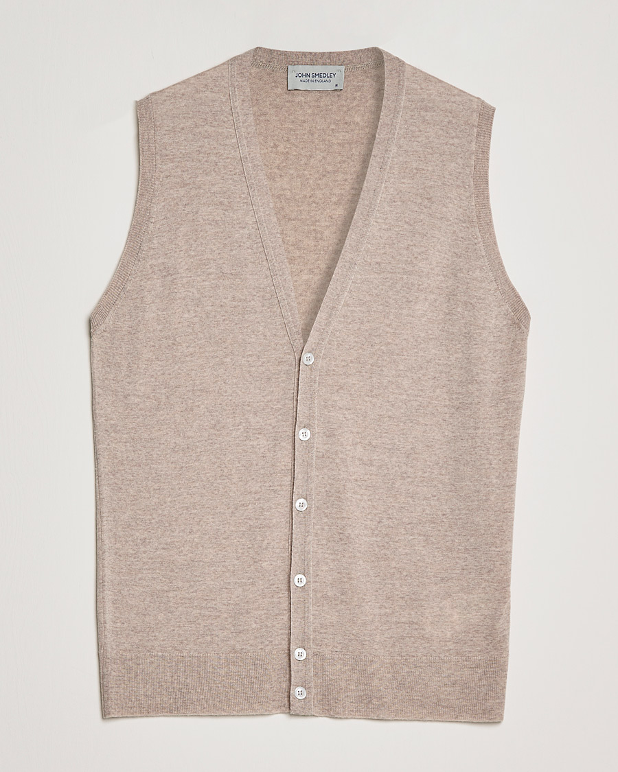 Herre | Gensere | John Smedley | Huntswood Slim Fit Waistcoat Soft Fawn