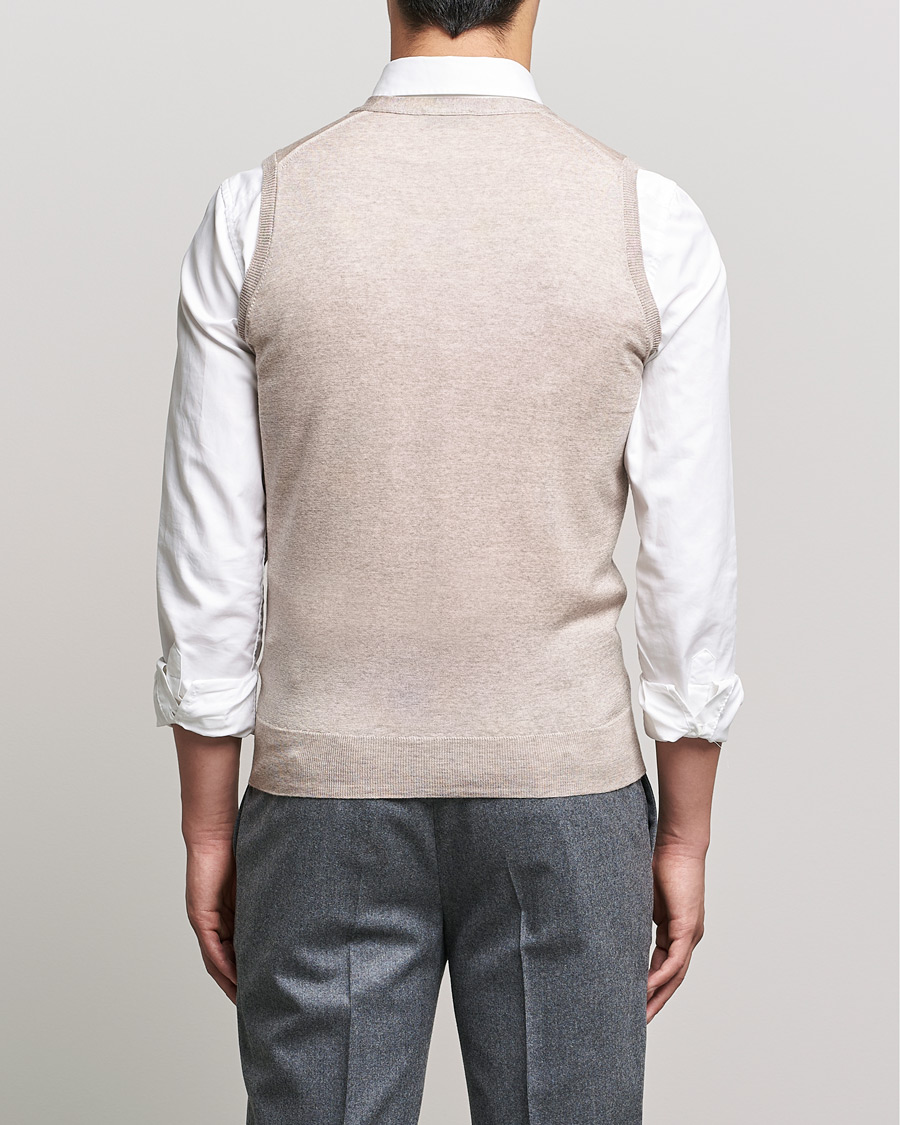 Herre | Gensere | John Smedley | Huntswood Slim Fit Waistcoat Soft Fawn