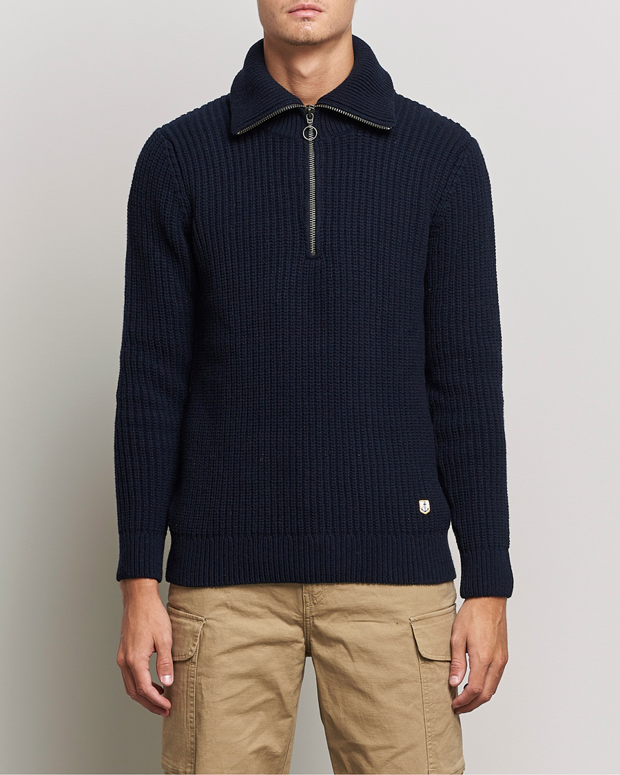 Herre | Gensere | Armor-lux | Pull Camionneur Wool Half Zip Navy