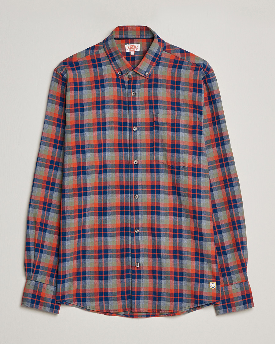 Herre | Skjorter | Armor-lux | Chemise Flannel Shirt Green Blue