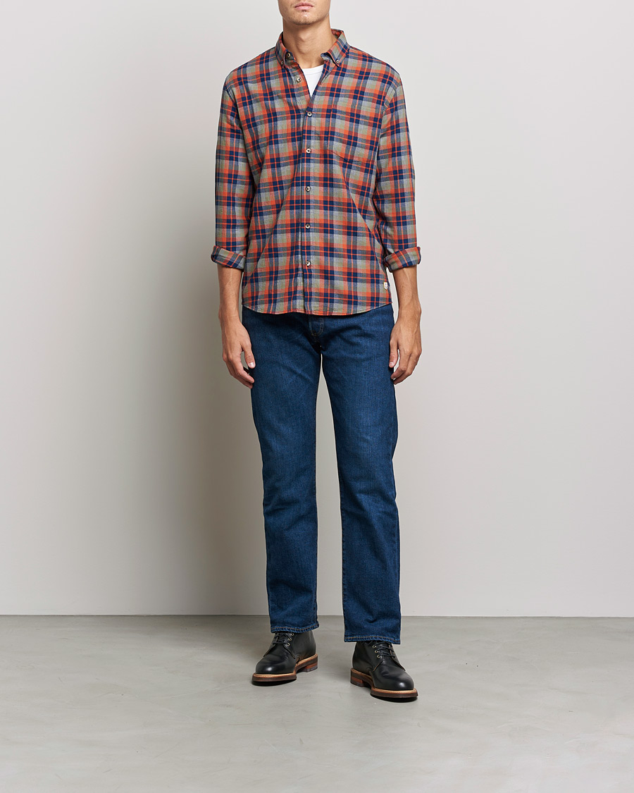 Herre | Skjorter | Armor-lux | Chemise Flannel Shirt Green Blue