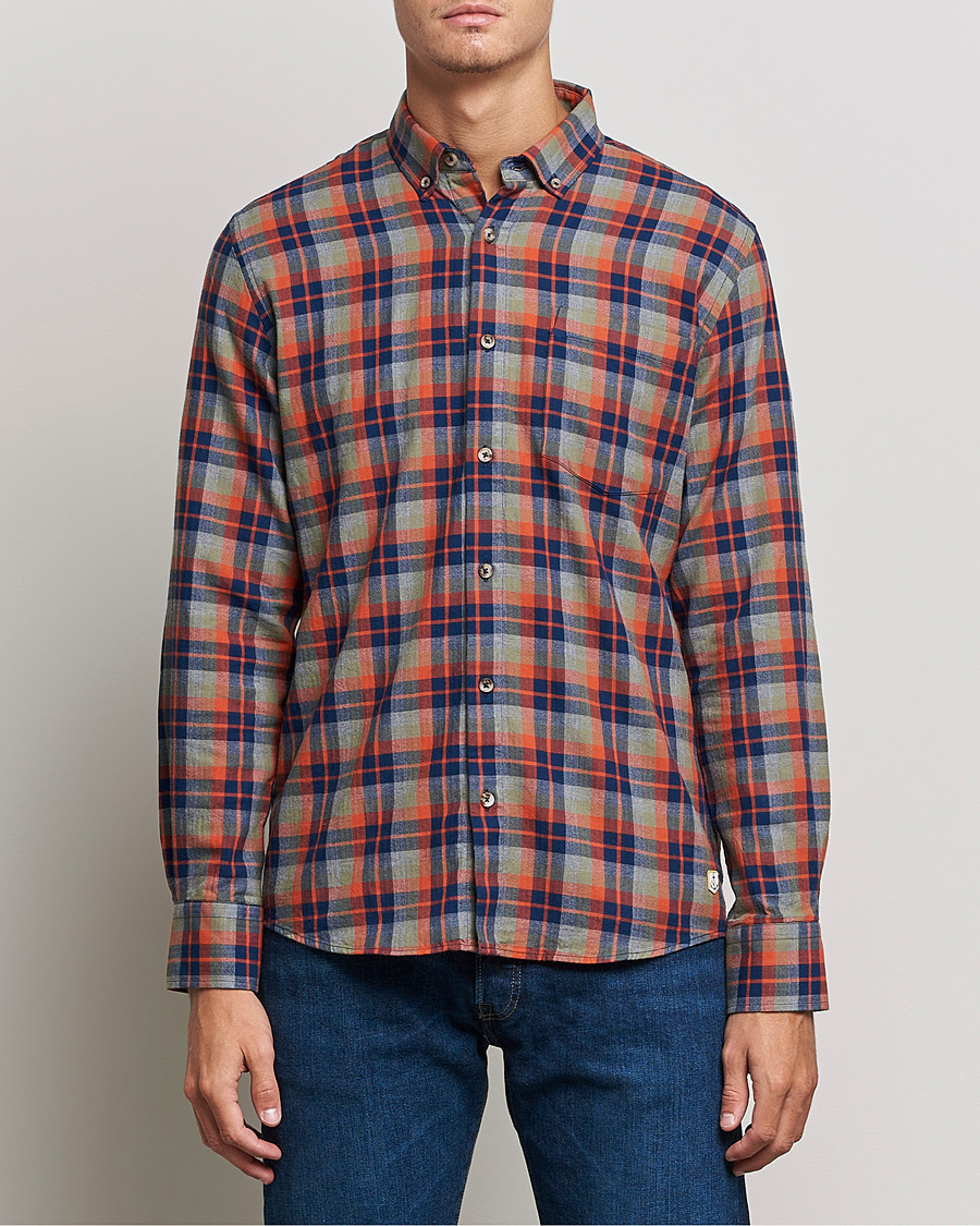 Herre | Skjorter | Armor-lux | Chemise Flannel Shirt Green Blue