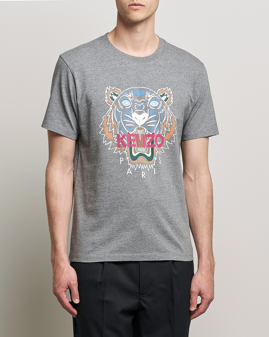 Herre | T-Shirts | KENZO | Icon Tiger Crew Neck Tee Dove Grey
