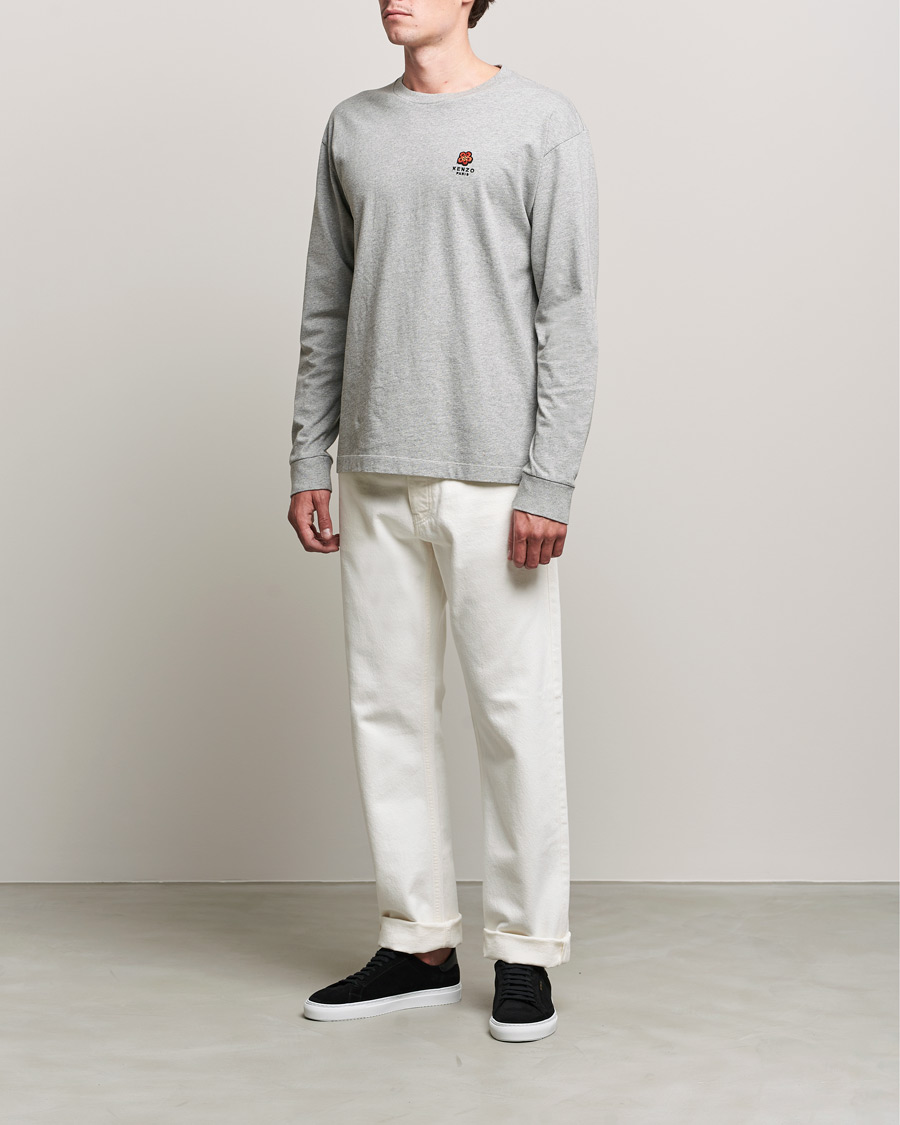 Herre | T-Shirts | KENZO | Logo Classic Long Sleeve Tee Pearl Grey