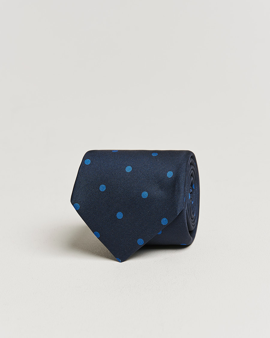Herre | Kiton Printed Dots Silk Tie Navy | Kiton | Printed Dots Silk Tie Navy