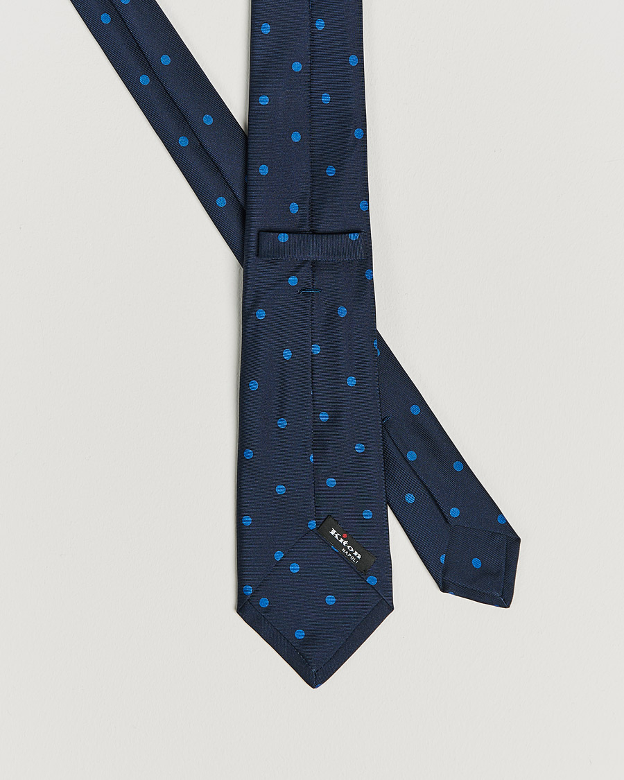 Herre | Kiton Printed Dots Silk Tie Navy | Kiton | Printed Dots Silk Tie Navy