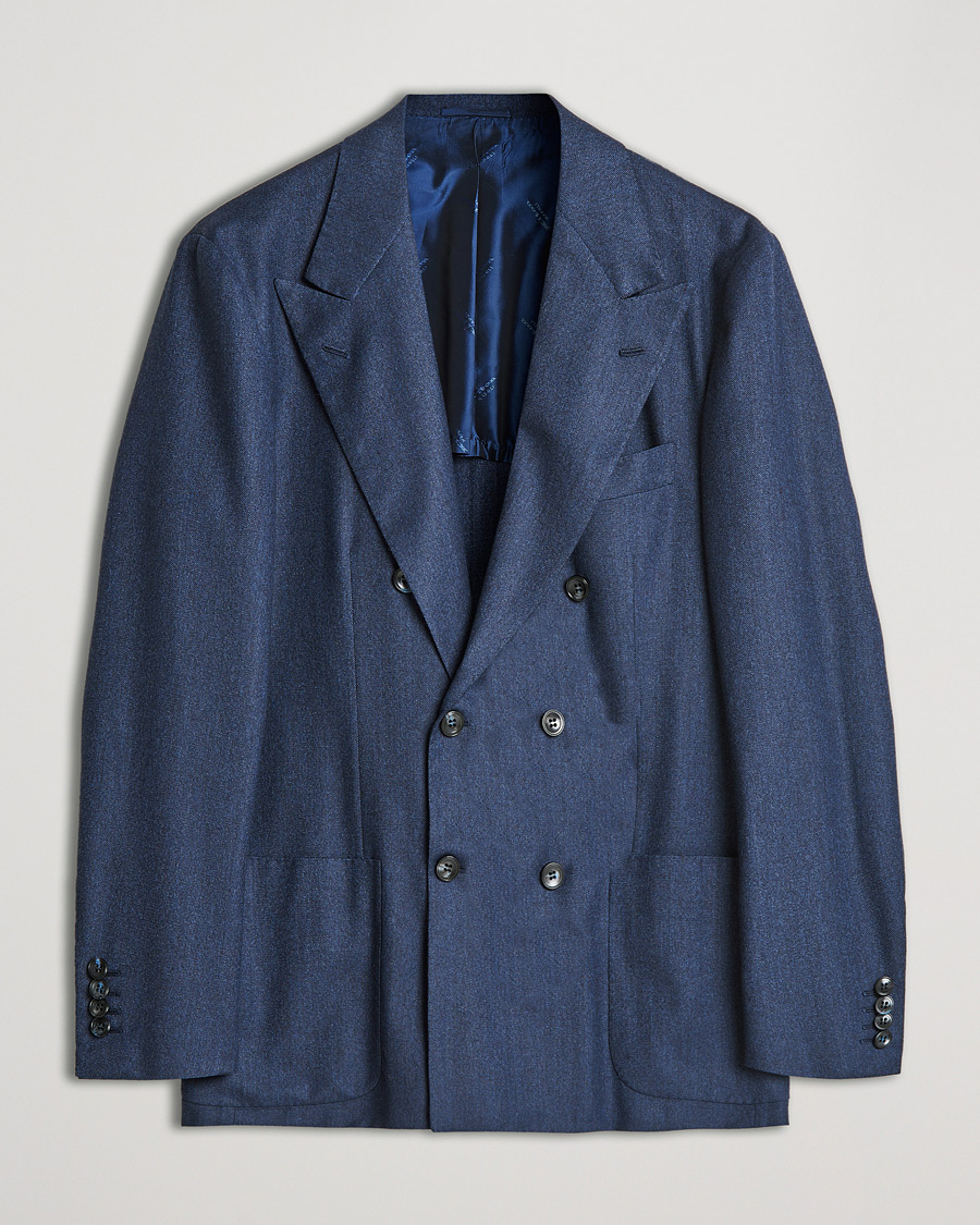Herre | Dressjakker | Kiton | Wool/Cashmere Hopsack DB Blazer Navy