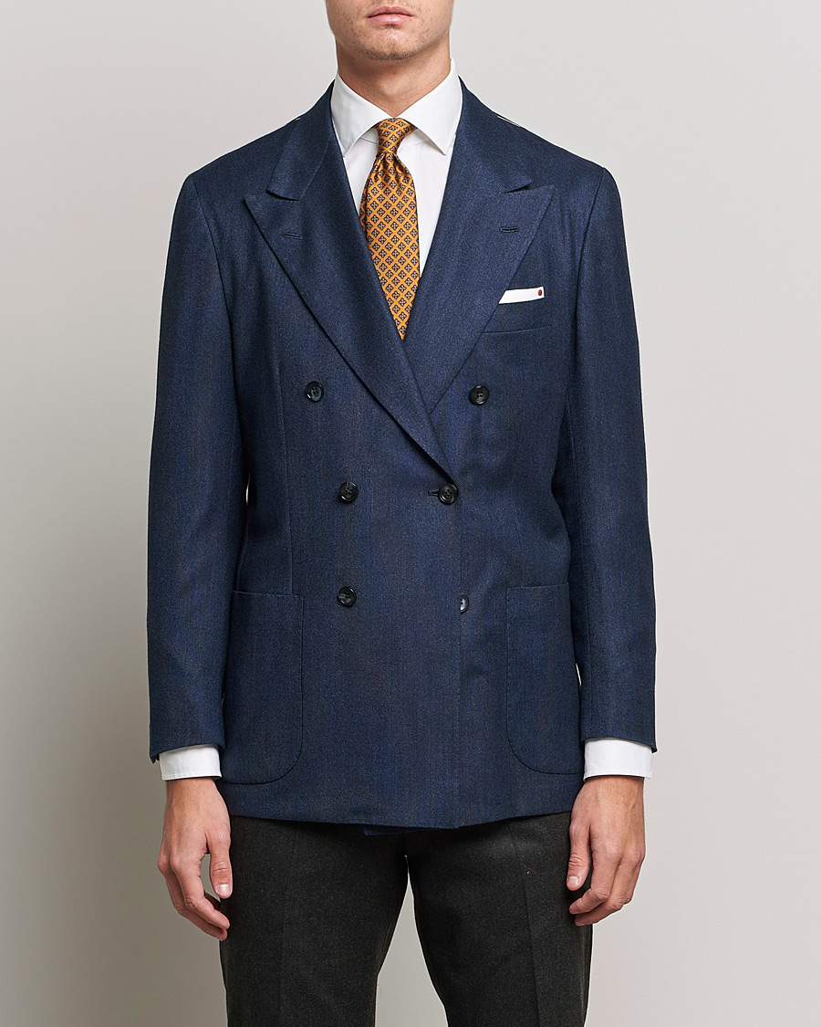 Herre | Dressjakker | Kiton | Wool/Cashmere Hopsack DB Blazer Navy