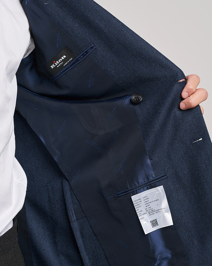 Herre | Dressjakker | Kiton | Wool/Cashmere Hopsack DB Blazer Navy