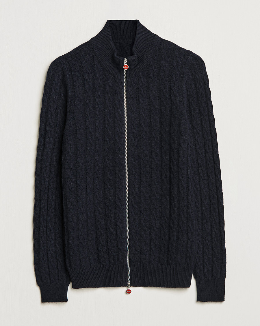 Herre | Gensere | Kiton | Cashmere Cable Zip Sweater Navy