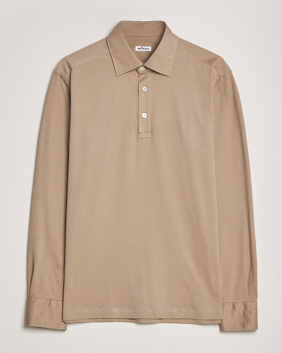 Herre | Gensere | Kiton | Long Sleeve Polo Shirt Beige