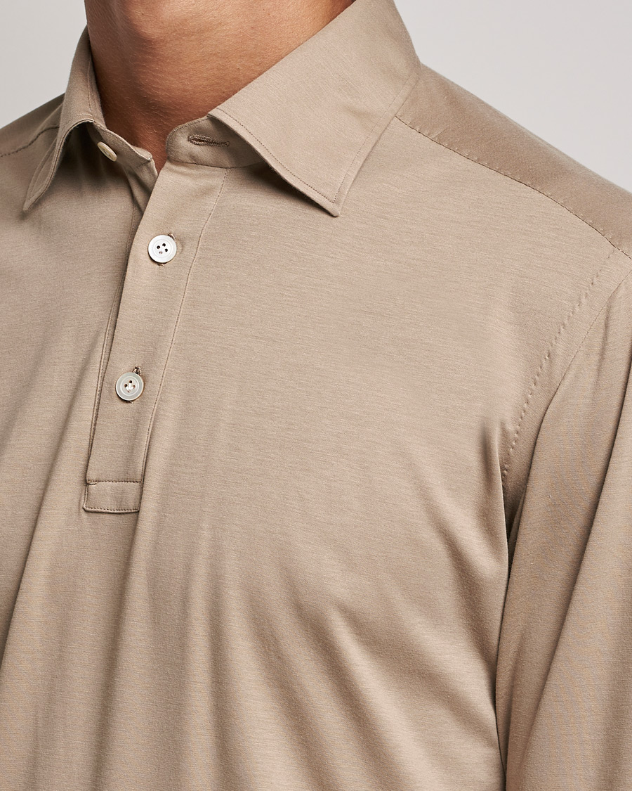 Herre | Gensere | Kiton | Long Sleeve Polo Shirt Beige