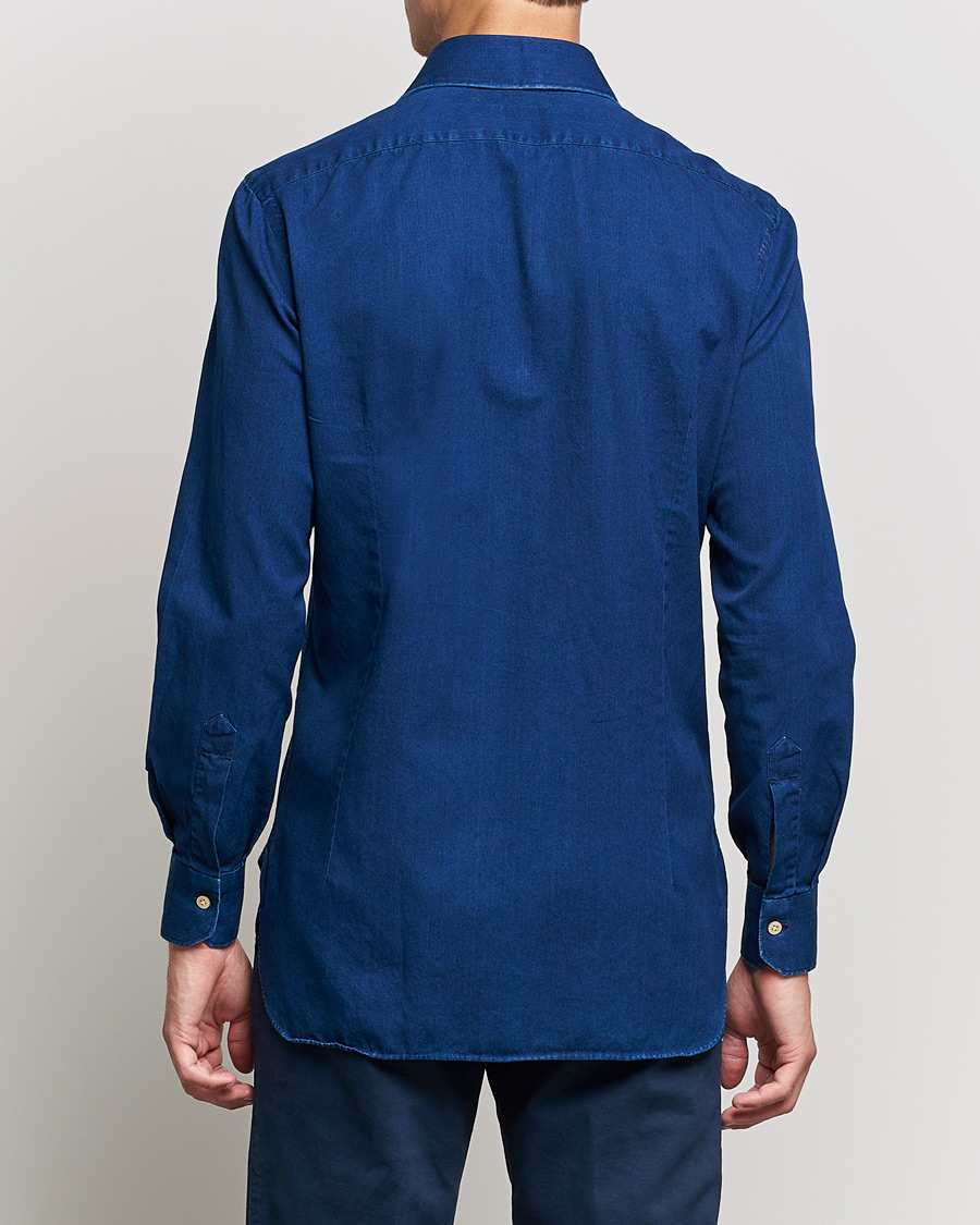 Herre | Skjorter | Kiton | Slim Fit Denim Shirt Blue Wash