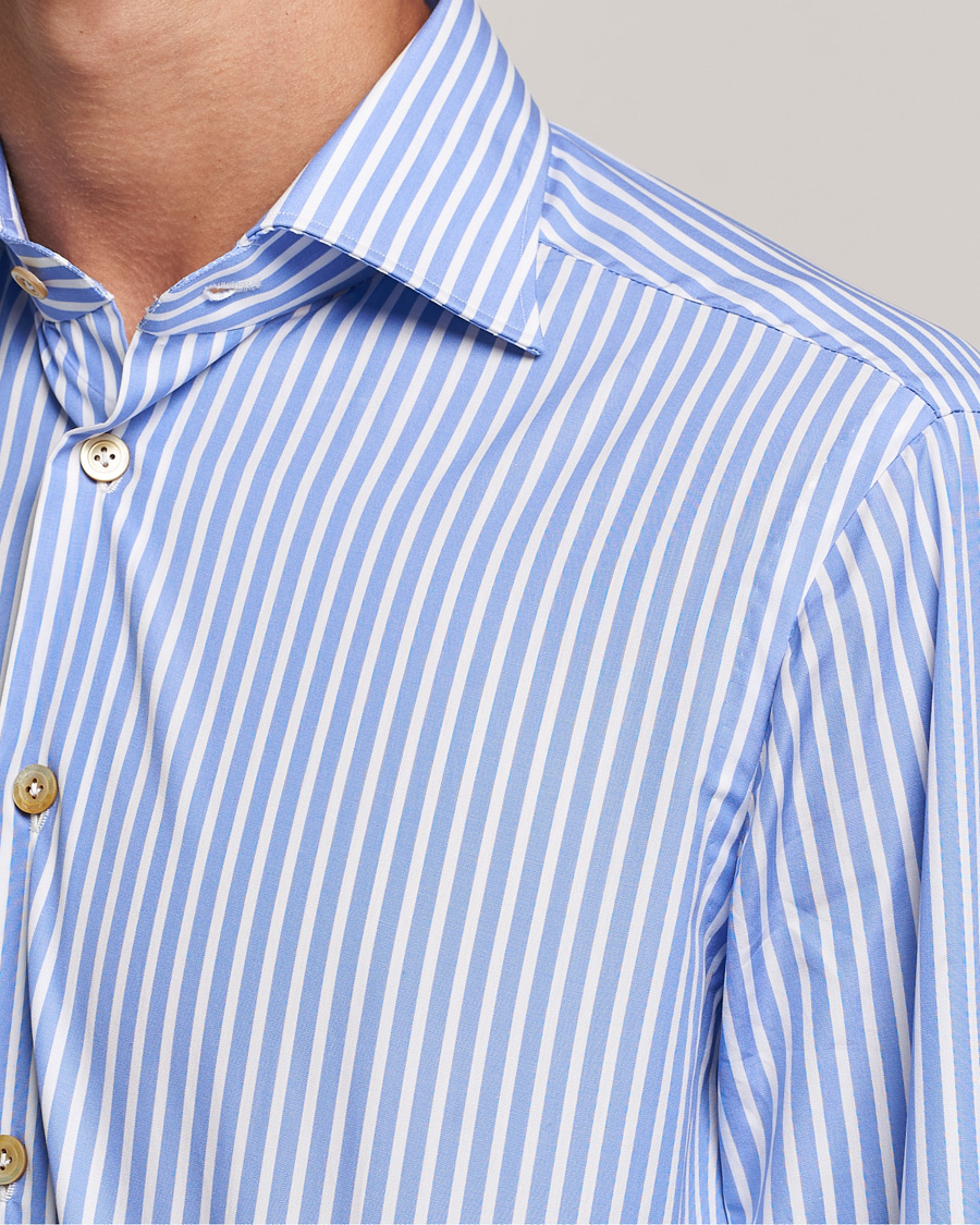 Herre | Skjorter | Kiton | Slim Fit Striped Dress Shirt Light Blue