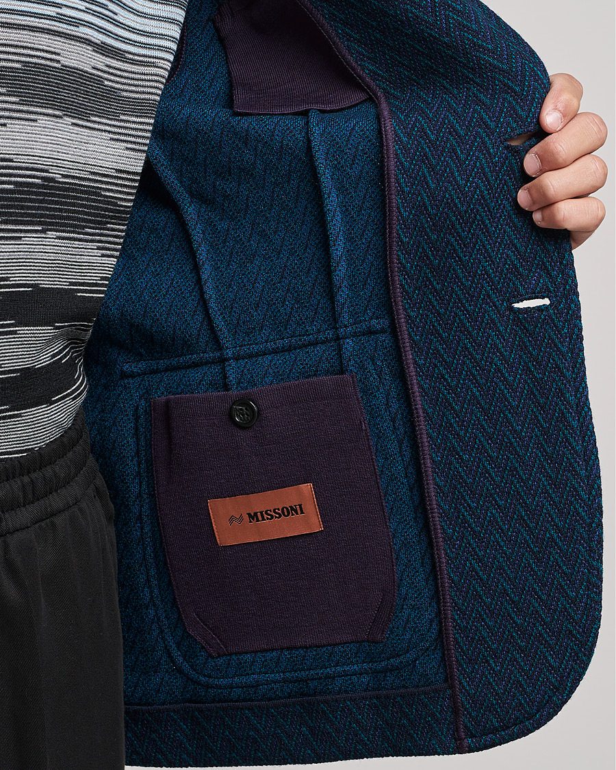 Herre | Dressjakker | Missoni | Zig Zag Knitted Blazer Navy