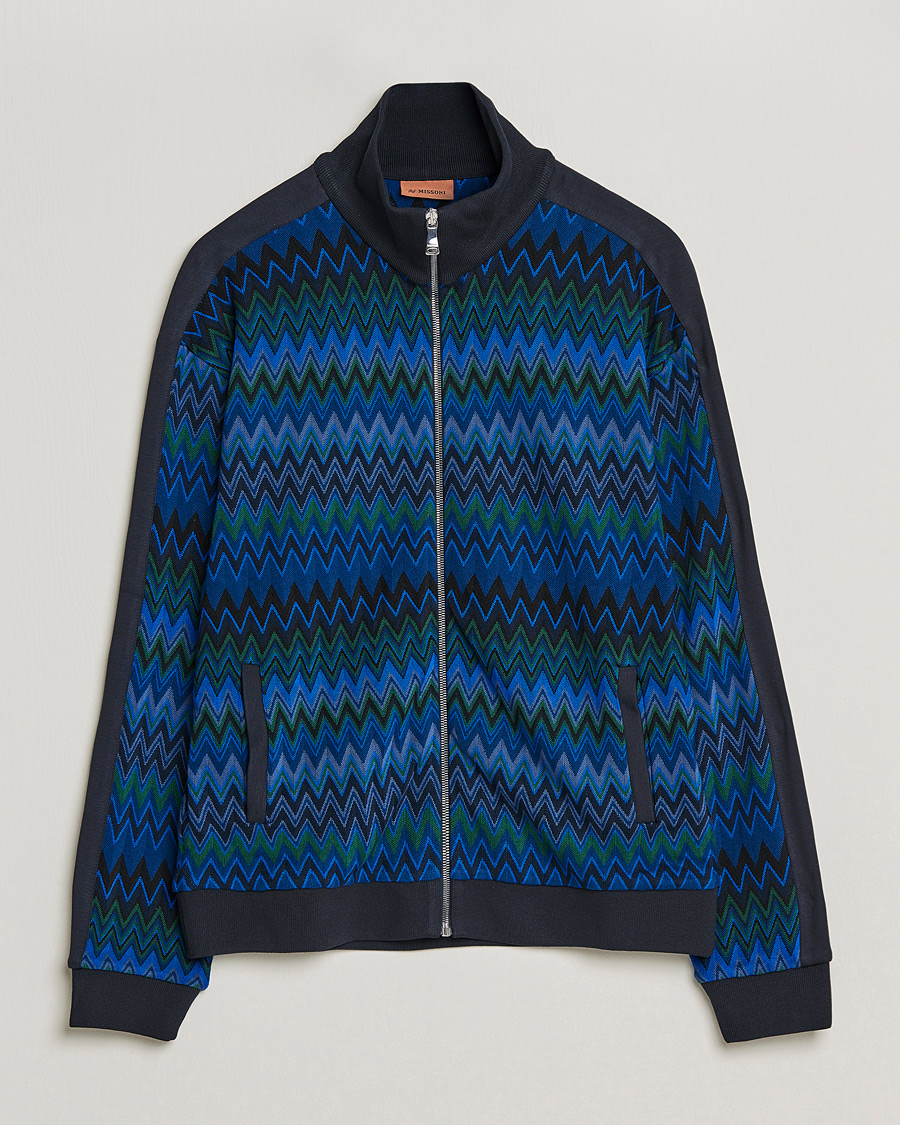 Herre | Gensere | Missoni | Chevron Full Zip Sweater Navy