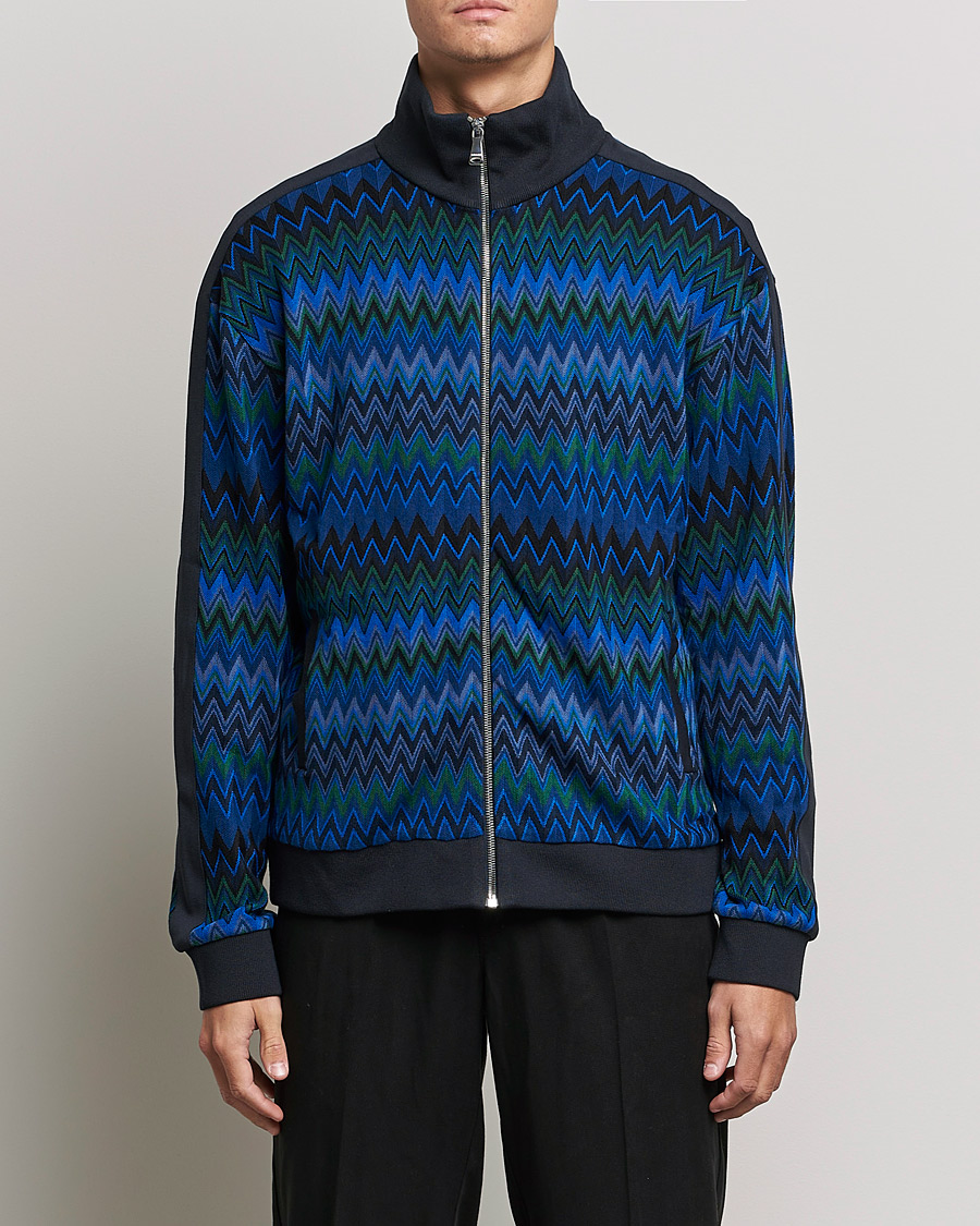 Herre | Gensere | Missoni | Chevron Full Zip Sweater Navy