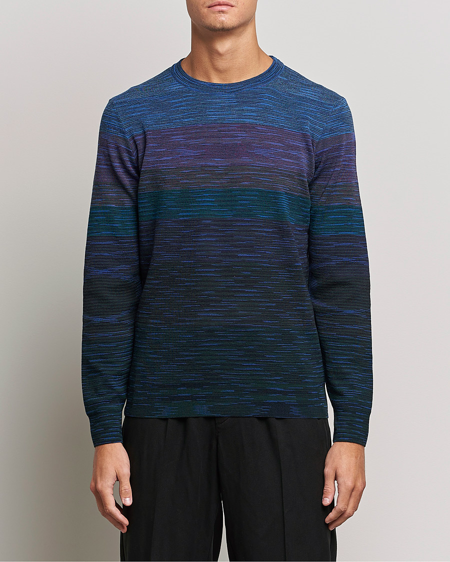Herre | Gensere | Missoni | Striped Wool Sweater Navy/Purple