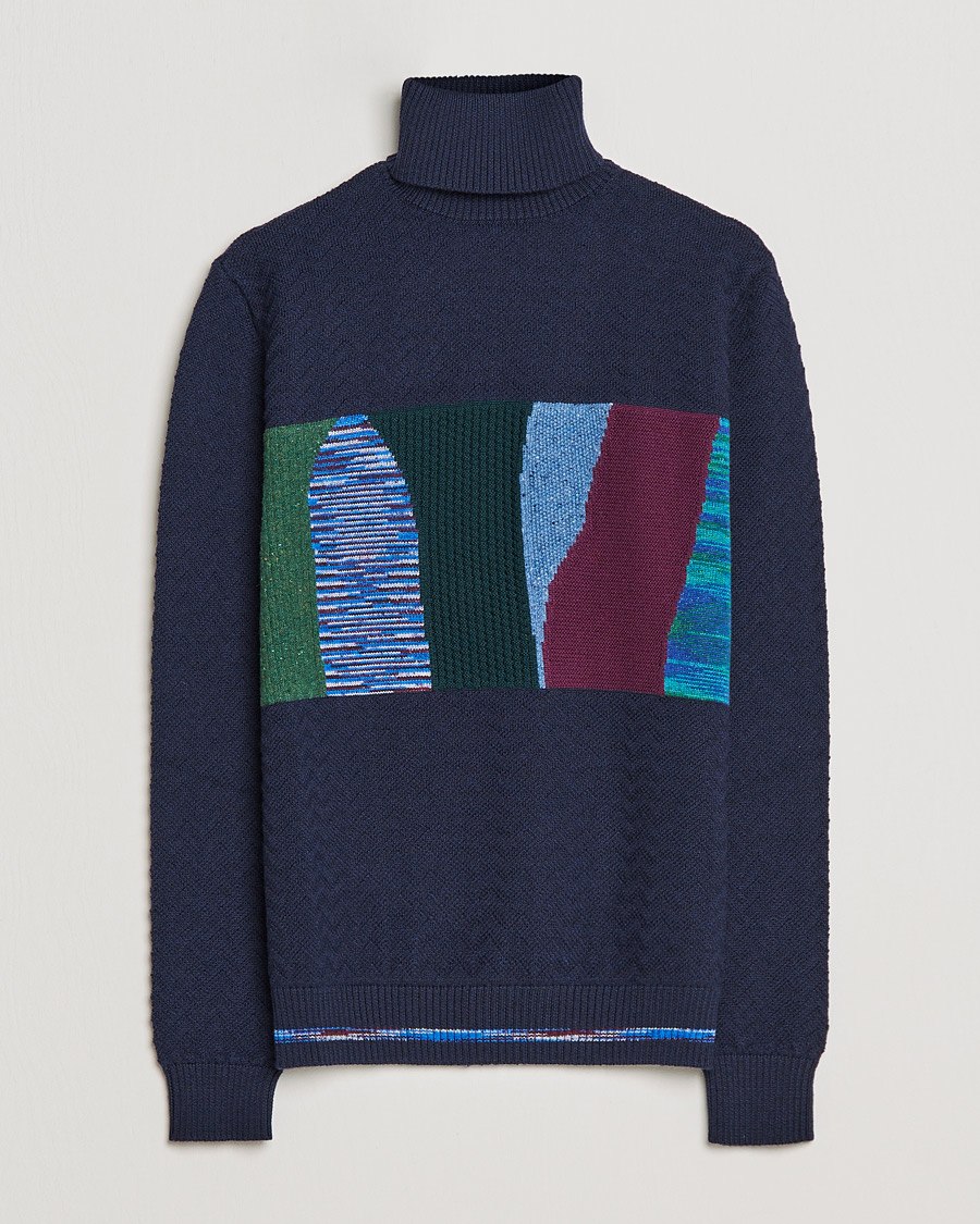 Herre | Gensere | Missoni | Patchwork Chevron Turtleneck Navy