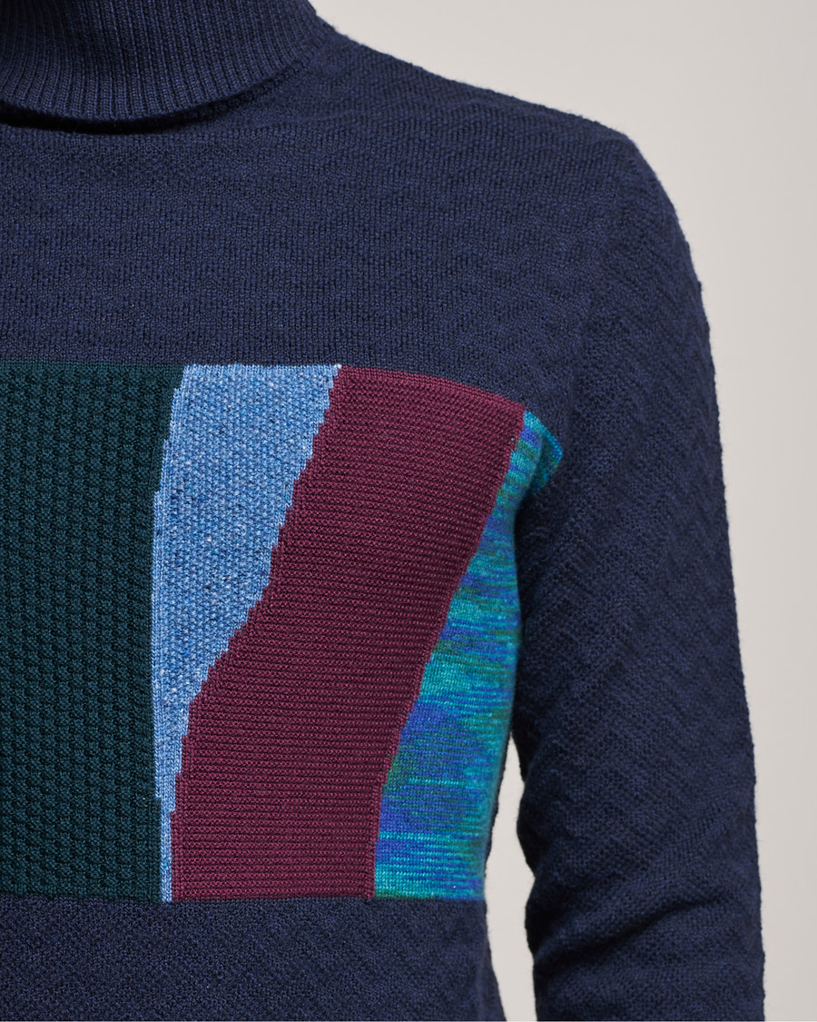Herre | Gensere | Missoni | Patchwork Chevron Turtleneck Navy