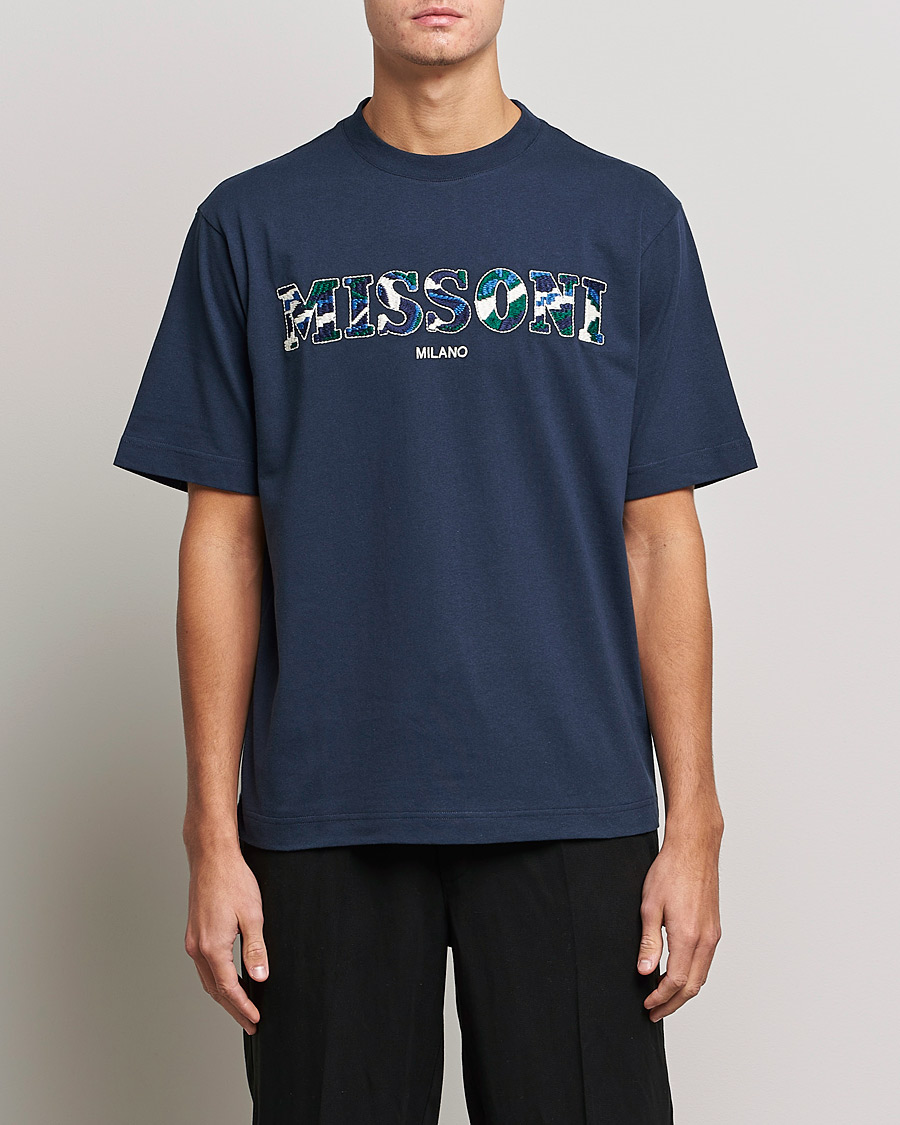 Herre | T-Shirts | Missoni | Embroidered Logo T-Shirt Dark Blue